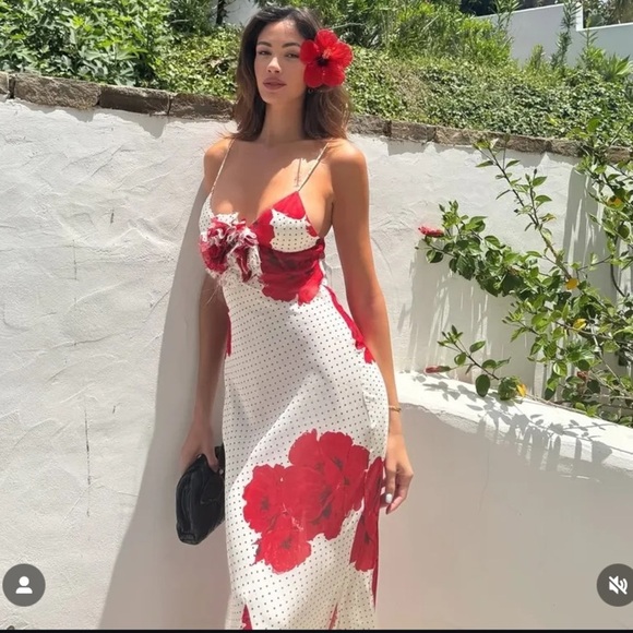 ZARA FLORAL POLKA DOT DRESS MEDIUM - Picture 14 of 16